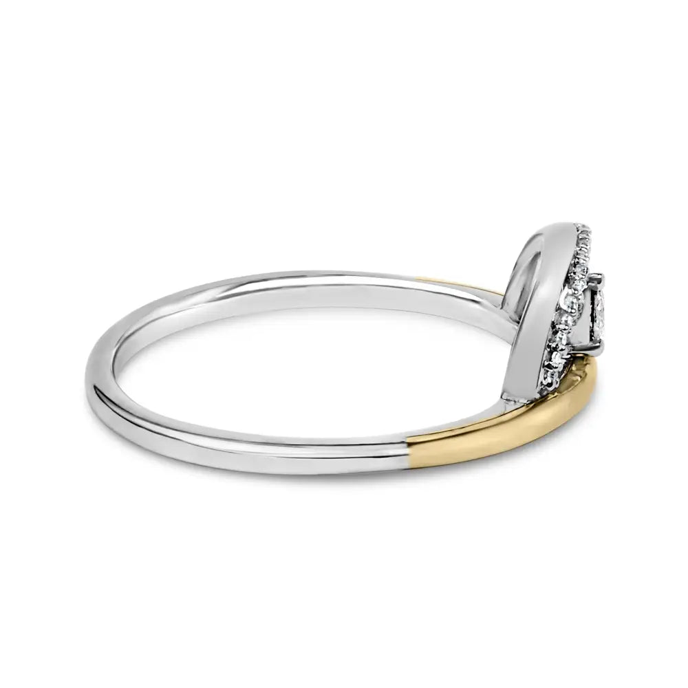 14k gold plated sterling silver 1/10 cttw diamond arc ring bijoux-nyc direct