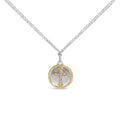 Diamond cross medallion pendant in 14k yellow gold plated sterling silver bijoux-nyc direct