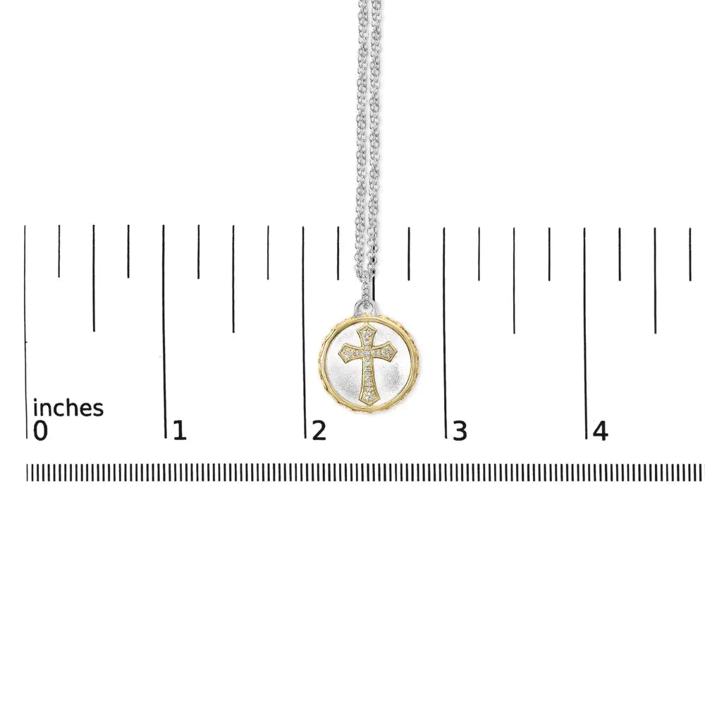 Diamond cross medallion pendant in 14k yellow gold plated sterling silver bijoux-nyc direct