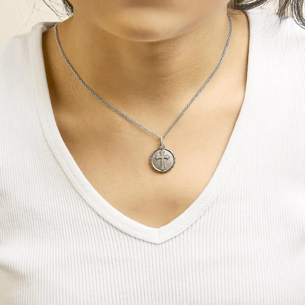 Diamond cross medallion pendant in 14k yellow gold plated sterling silver bijoux-nyc direct