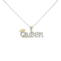14k gold plated silver 1/10 cttw diamond queen nameplate necklace bijoux-nyc direct