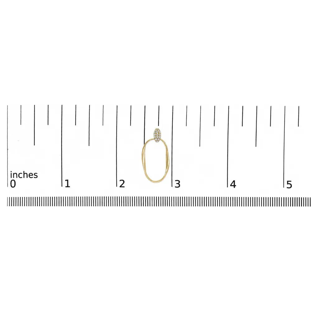14K Yellow Gold Plated Sterling Silver 1/10 Cttw Diamond Textured Open Oval Dangle Hoop Earrings (H-I Color, I1-I2 Clarity) - Bijoux-NYC Direct