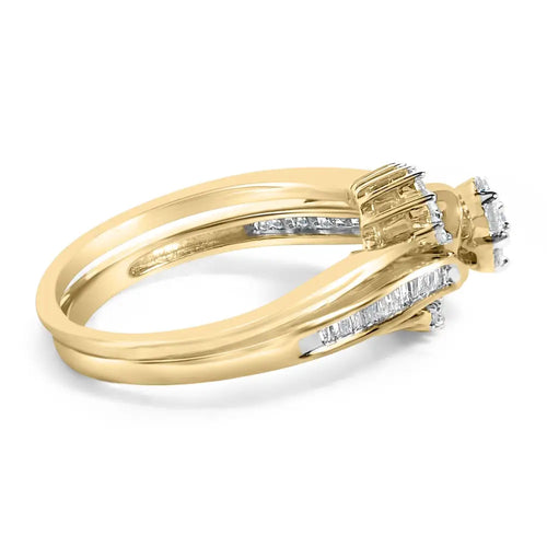1/2 cttw diamond cluster spiral bridal set in 14k gold plated silver bijoux-nyc direct