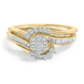 14k yellow gold plated sterling silver 1/2 cttw diamond cluster spiral bridal set bijoux-nyc direct