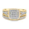 14k yellow gold plated sterling silver 1/2 cttw diamond square cluster bridal set bijoux-nyc direct