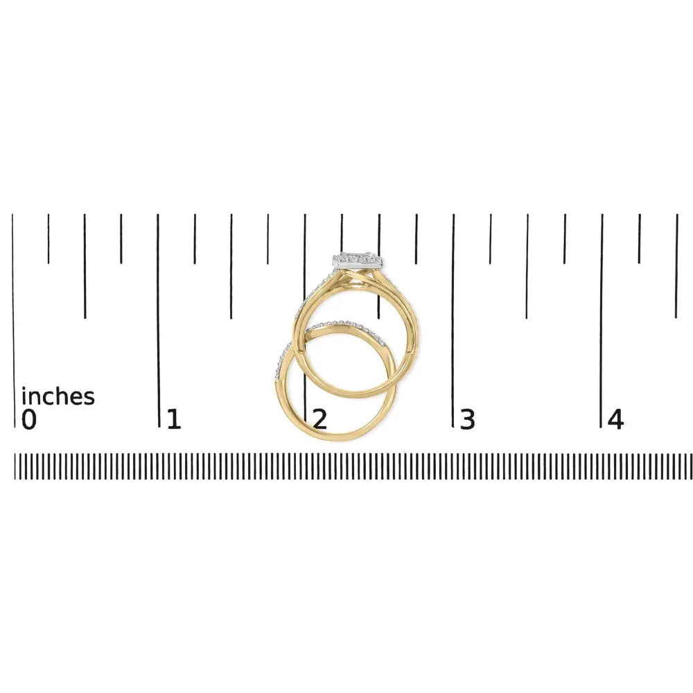 14k yellow gold plated sterling silver 1/2 cttw princess square diamond bridal set bijoux-nyc direct