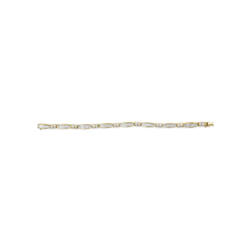 14k yellow gold princess and baguette diamond beaded bracelet 3.00 cttw bijoux-nyc direct