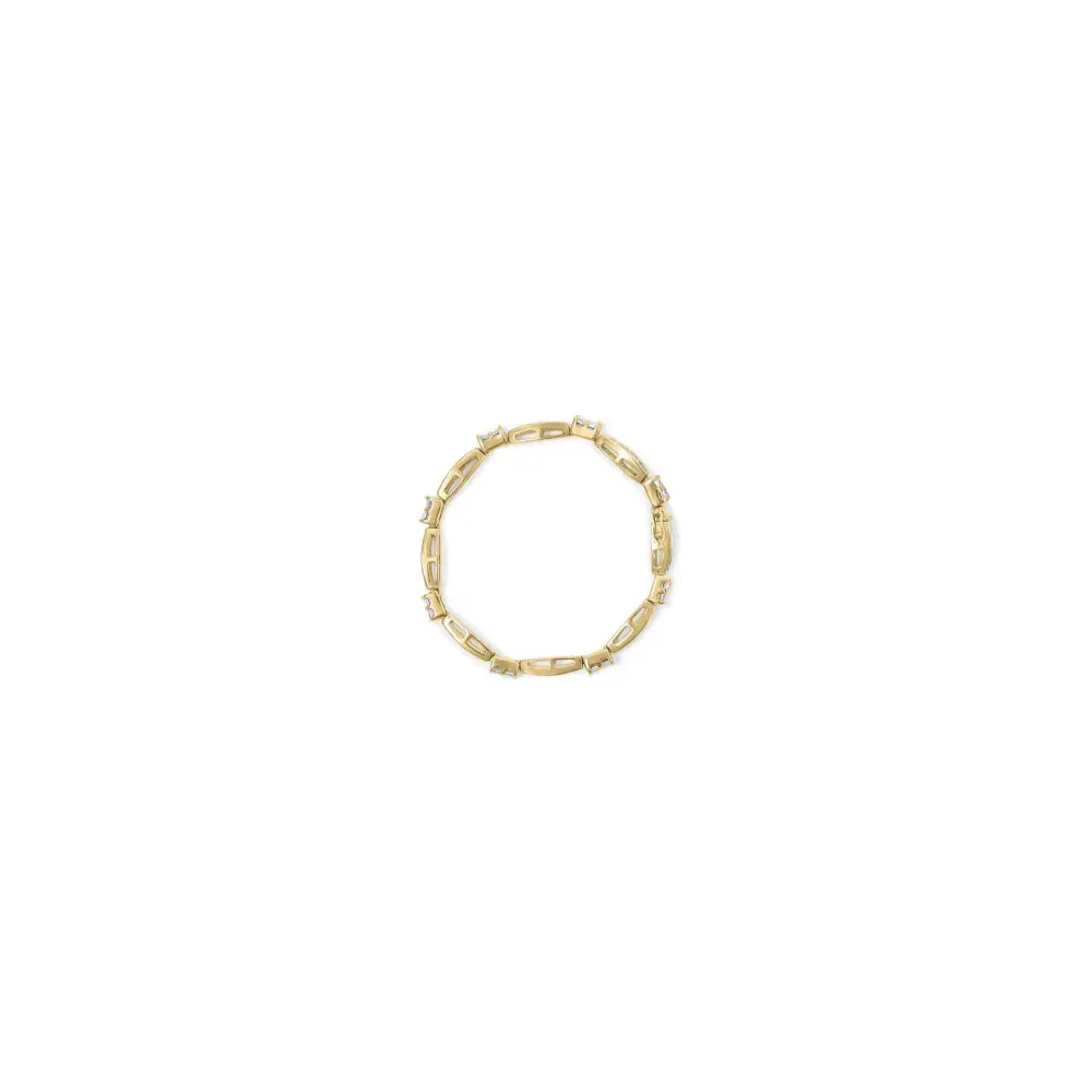 14K Yellow Gold Princess and Baguette Cut Diamond Beaded Bracelet (3.00 cttw, H-I Color, SI1-SI2 Clarity) - Bijoux-NYC Direct