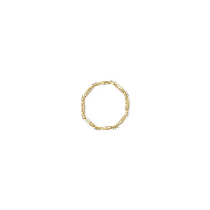 14K Yellow Gold Princess and Baguette Cut Diamond Beaded Bracelet (3.00 cttw, H-I Color, SI1-SI2 Clarity) - Bijoux-NYC Direct
