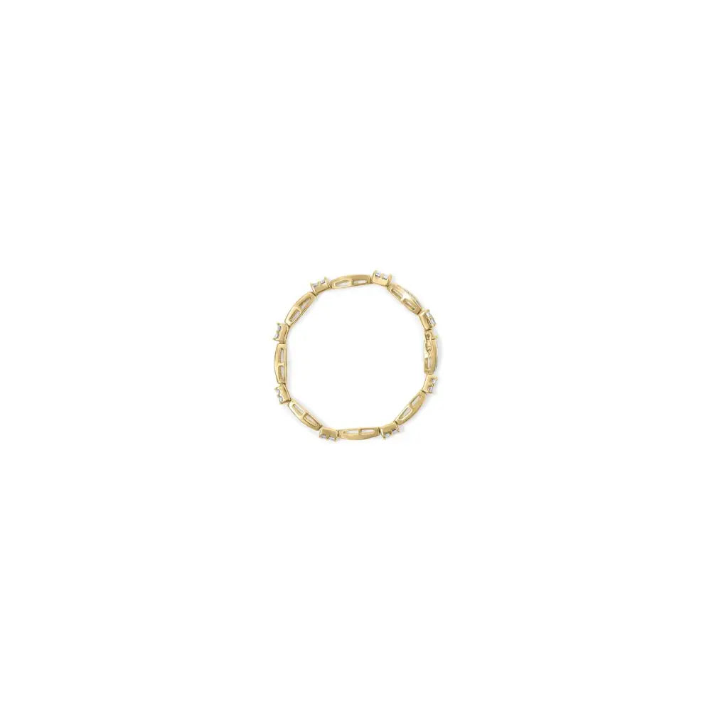 14k yellow gold princess and baguette diamond beaded bracelet 3.00 cttw bijoux-nyc direct