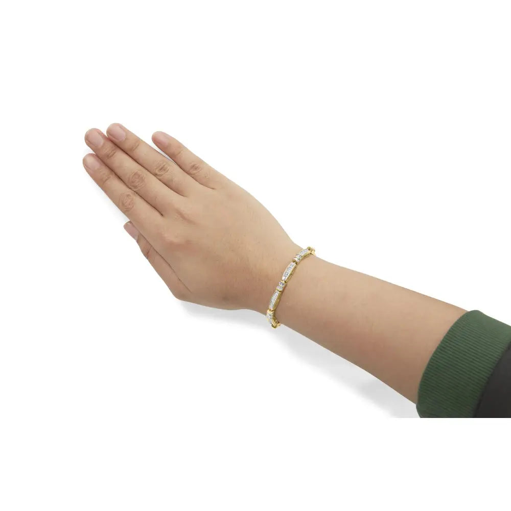 14k yellow gold princess and baguette diamond beaded bracelet 3.00 cttw bijoux-nyc direct