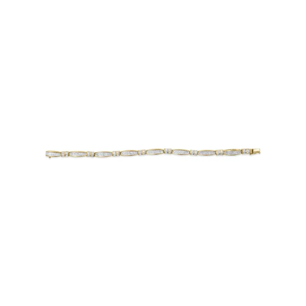 14K Yellow Gold Princess and Baguette Cut Diamond Beaded Bracelet (3.00 cttw, H-I Color, SI1-SI2 Clarity) - Bijoux-NYC Direct