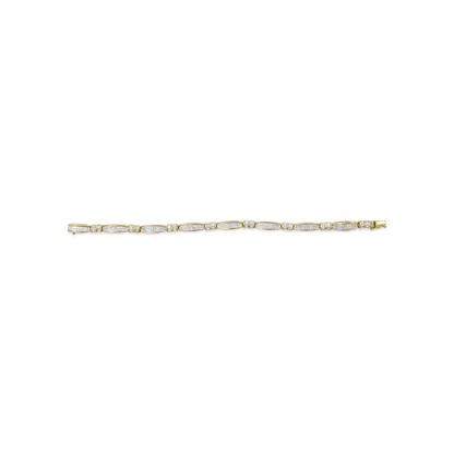 14K Yellow Gold Princess and Baguette Cut Diamond Beaded Bracelet (3.00 cttw, H-I Color, SI1-SI2 Clarity) - Bijoux-NYC Direct