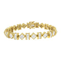 14k yellow gold princess and baguette diamond link bracelet 7.50cttw bijoux-nyc direct