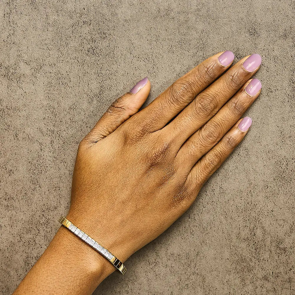 14k yellow gold princess cut diamond banded bracelet 1.00 cttw bijoux-nyc direct