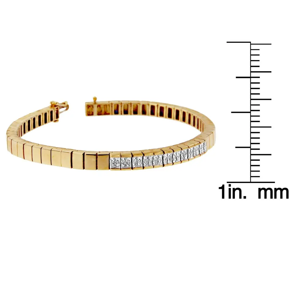 14K Yellow Gold Princess Cut Diamond Banded Bracelet (1.00 cttw, G-H Color, VS1-VS2 Clarity) - Bijoux-NYC Direct
