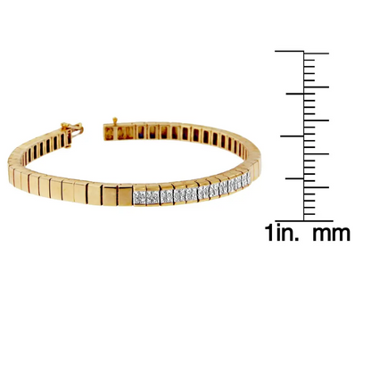 14K Yellow Gold Princess Cut Diamond Banded Bracelet (1.00 cttw, G-H Color, VS1-VS2 Clarity) - Bijoux-NYC Direct