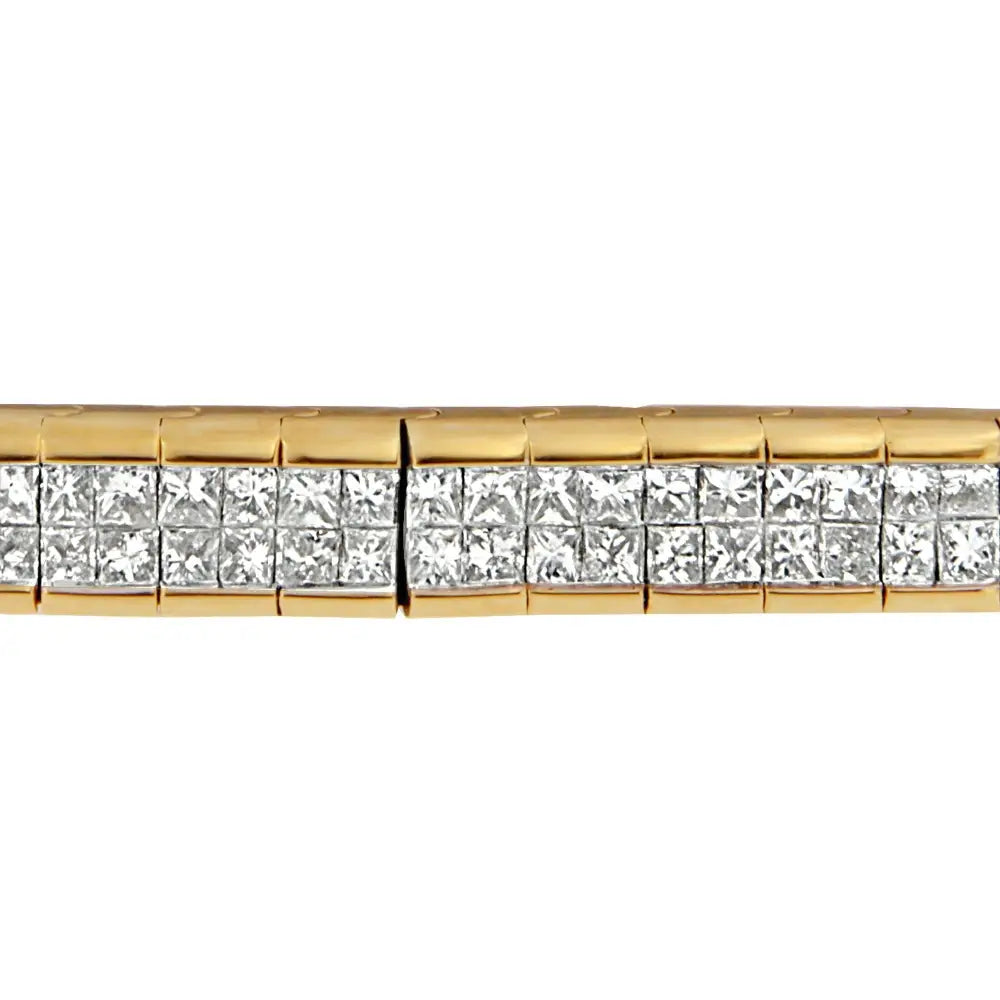 14k yellow gold princess cut diamond banded bracelet 1.00 cttw bijoux-nyc direct