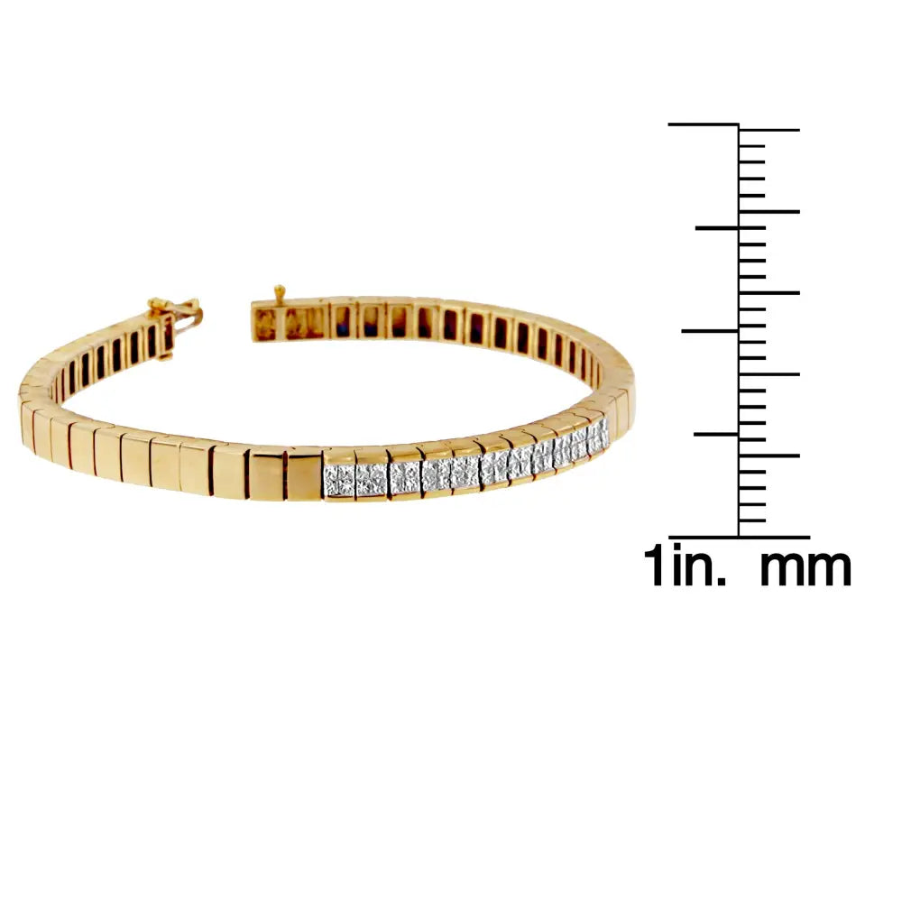 14k yellow gold princess cut diamond banded bracelet 1.00 cttw bijoux-nyc direct