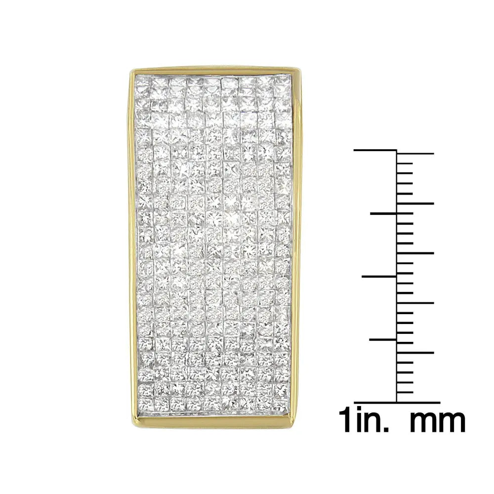 Princess cut diamond block pendant necklace in 14k yellow gold 2.62cttw bijoux-nyc direct