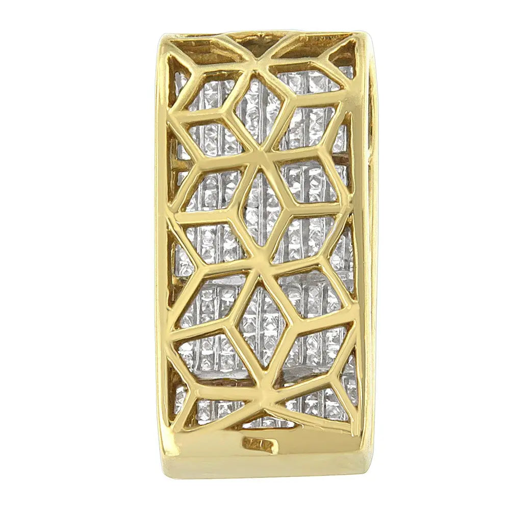 Princess cut diamond block pendant necklace in 14k yellow gold 2.62cttw bijoux-nyc direct