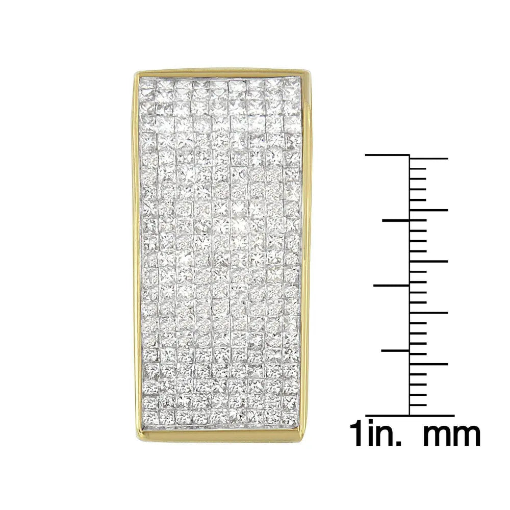 14K Yellow Gold Princess Cut Diamond Block Pendant Necklace (2 5/8 cttw, H-I Color, SI2-I1 Clarity) - Bijoux-NYC Direct