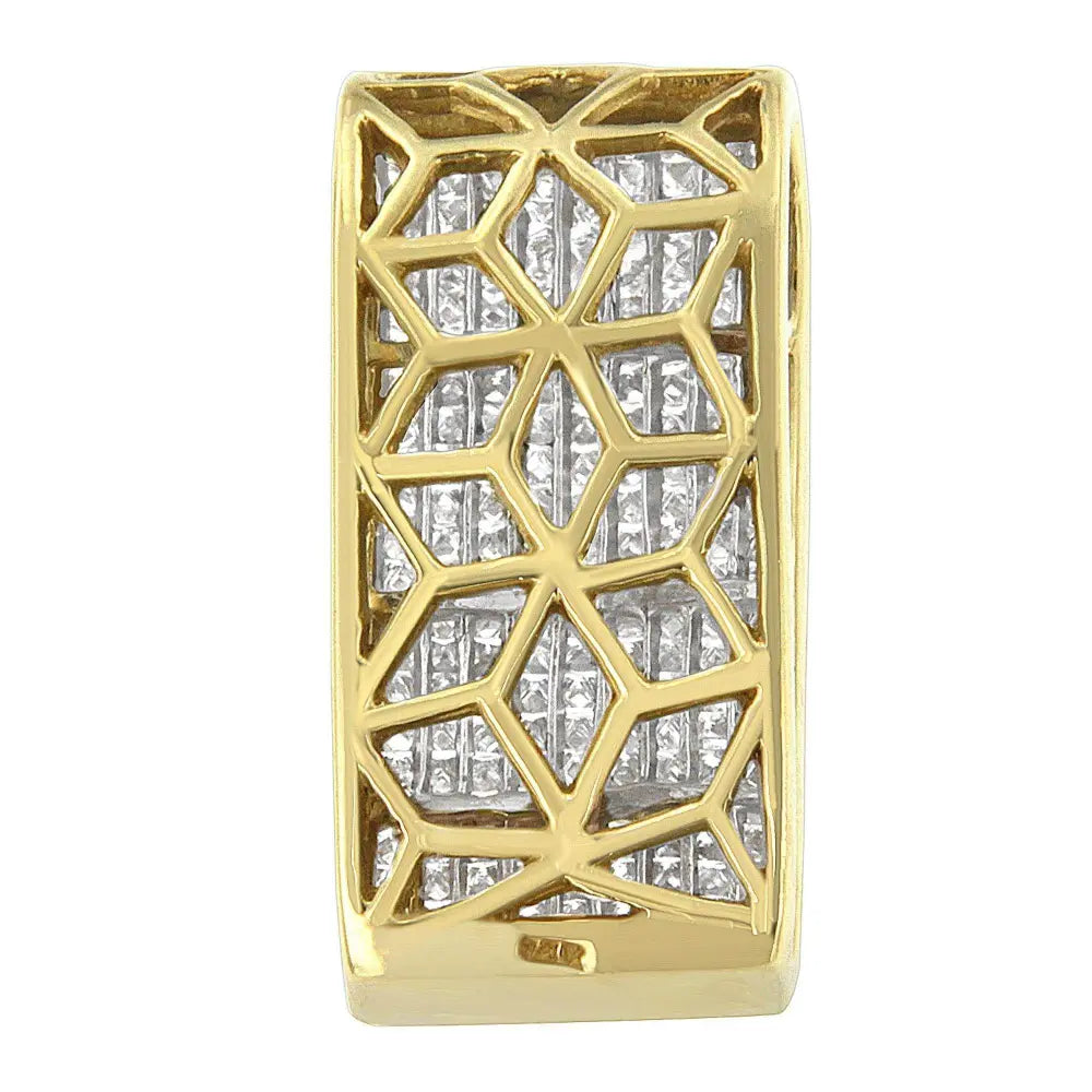 14K Yellow Gold Princess Cut Diamond Block Pendant Necklace (2 5/8 cttw, H-I Color, SI2-I1 Clarity) - Bijoux-NYC Direct