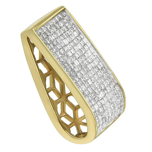 14K Yellow Gold Princess Cut Diamond Block Pendant Necklace (2 5/8 cttw, H-I Color, SI2-I1 Clarity) - Bijoux-NYC Direct