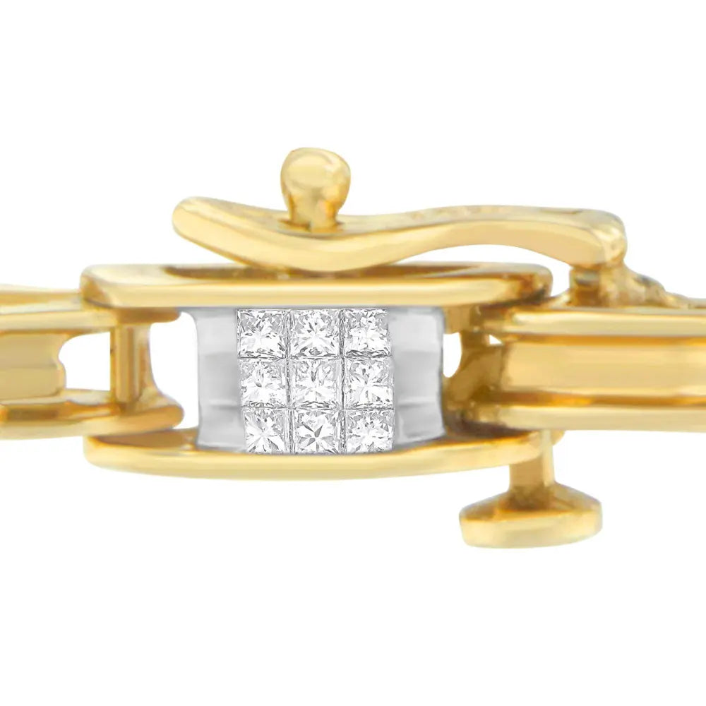 14K Yellow Gold Princess Cut Diamond Chain Link Bracelet (1.00 cttw, H-I Color, SI1-SI2 Clarity) - Bijoux-NYC Direct