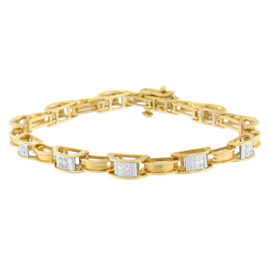 14K Yellow Gold Princess Cut Diamond Chain Link Bracelet (1.00 cttw, H-I Color, SI1-SI2 Clarity) - Bijoux-NYC Direct