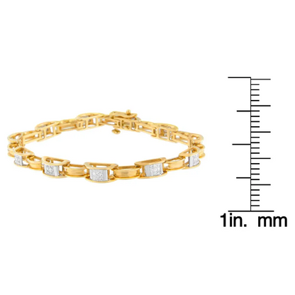 14K Yellow Gold Princess Cut Diamond Chain Link Bracelet (1.00 cttw, H-I Color, SI1-SI2 Clarity) - Bijoux-NYC Direct