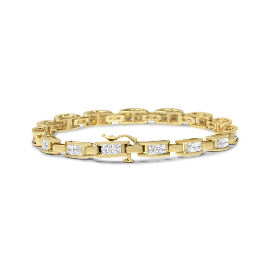 14K Yellow Gold Princess-Cut Diamond Links of Love Bracelet (2.00 cttw, H-I Color, SI2-I1 Clarity) - Bijoux-NYC Direct
