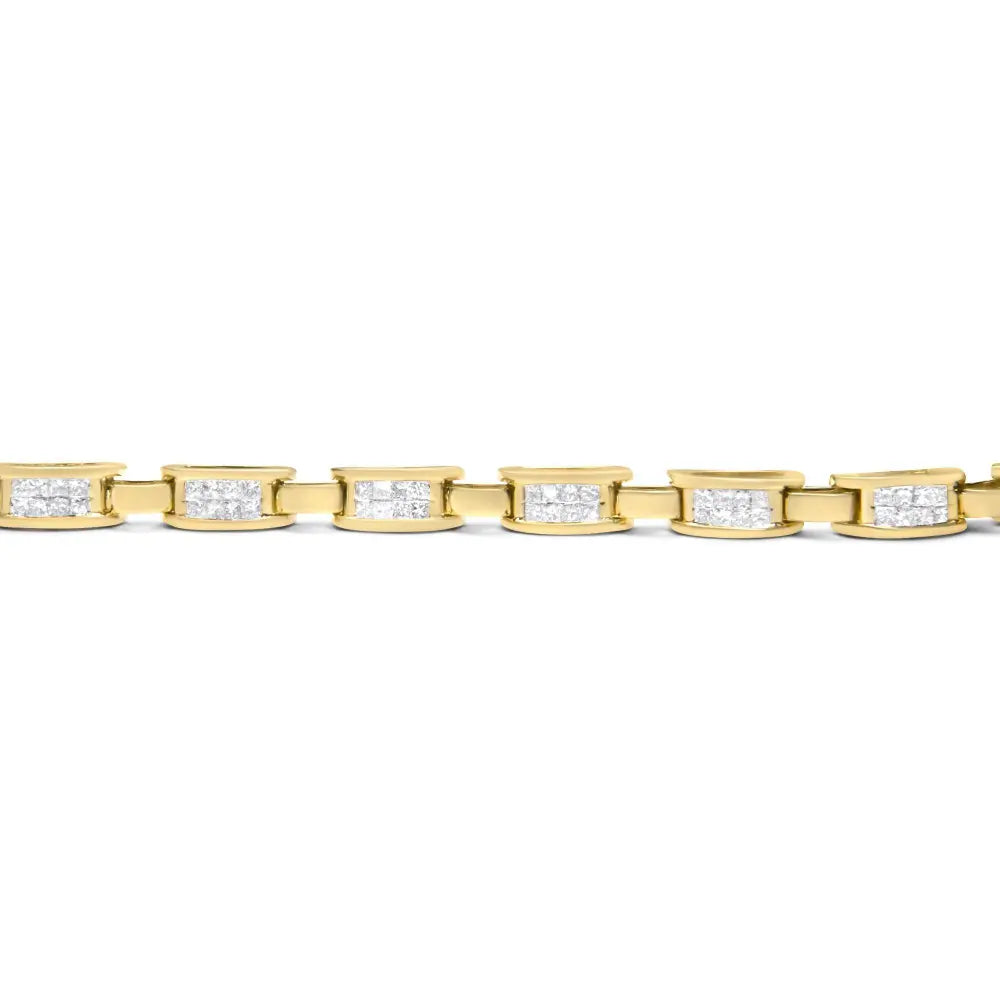 14K Yellow Gold Princess-Cut Diamond Links of Love Bracelet (2.00 cttw, H-I Color, SI2-I1 Clarity) - Bijoux-NYC Direct