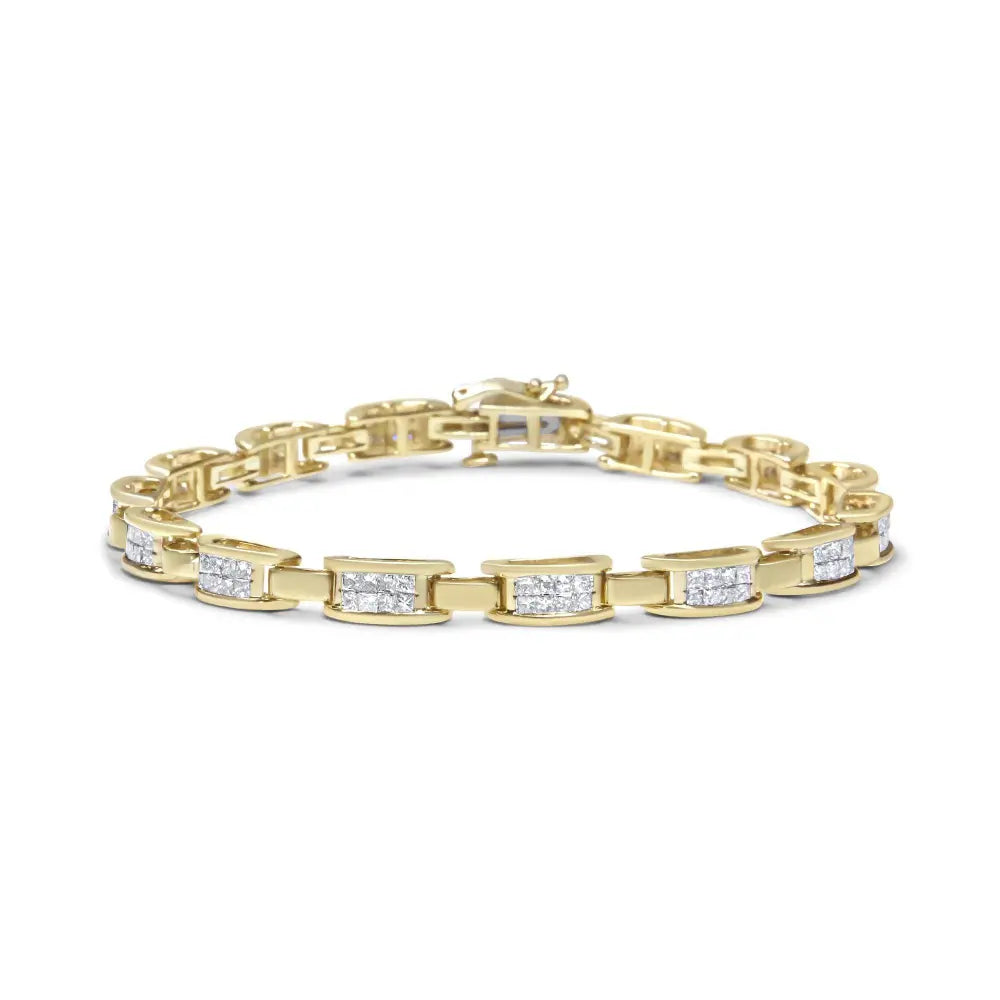 14K Yellow Gold Princess-Cut Diamond Links of Love Bracelet (2.00 cttw, H-I Color, SI2-I1 Clarity) - Bijoux-NYC Direct