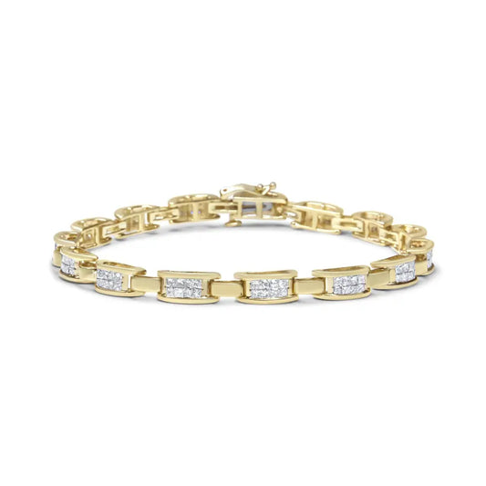 14K Yellow Gold Princess-Cut Diamond Links of Love Bracelet (2.00 cttw, H-I Color, SI2-I1 Clarity) - Bijoux-NYC Direct