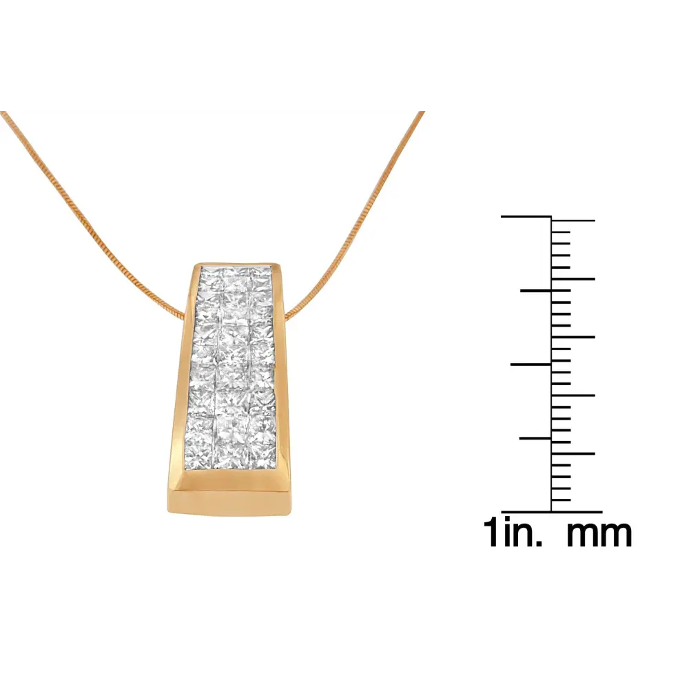 14K Yellow Gold Princess-Cut Diamond Pillar Pendant Necklace (1 5/8 cttw, H-I Color, SI1-SI2 Clarity) - Bijoux-NYC Direct