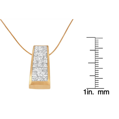 14K Yellow Gold Princess-Cut Diamond Pillar Pendant Necklace (1 5/8 cttw, H-I Color, SI1-SI2 Clarity) - Bijoux-NYC Direct