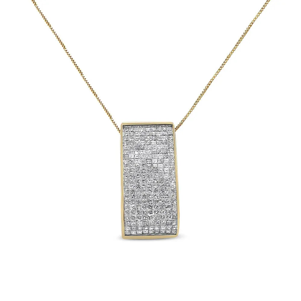 14K Yellow Gold Princess-Cut Diamond Pillar Pendant Necklace (1 5/8 cttw, H-I Color, SI1-SI2 Clarity) - Bijoux-NYC Direct