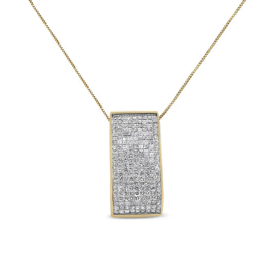 14K Yellow Gold Princess-Cut Diamond Pillar Pendant Necklace (1 5/8 cttw, H-I Color, SI1-SI2 Clarity) - Bijoux-NYC Direct