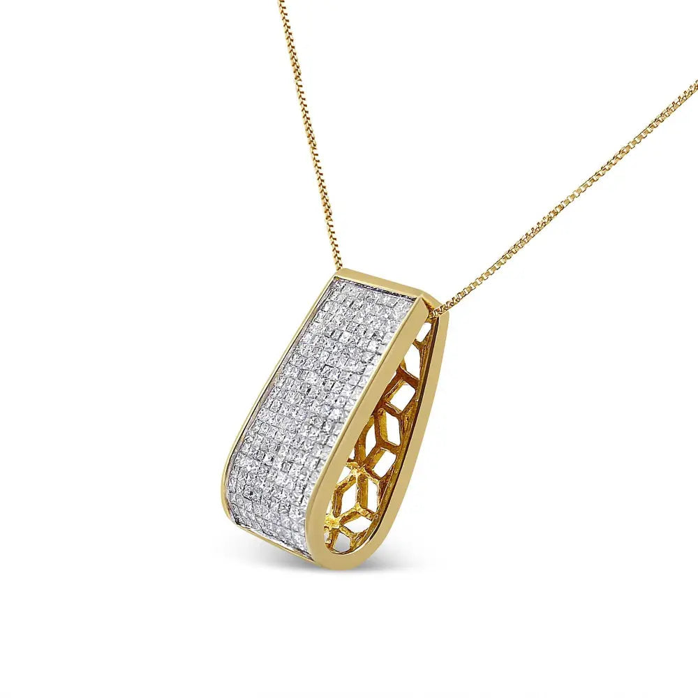 14K Yellow Gold Princess-Cut Diamond Pillar Pendant Necklace (1 5/8 cttw, H-I Color, SI1-SI2 Clarity) - Bijoux-NYC Direct