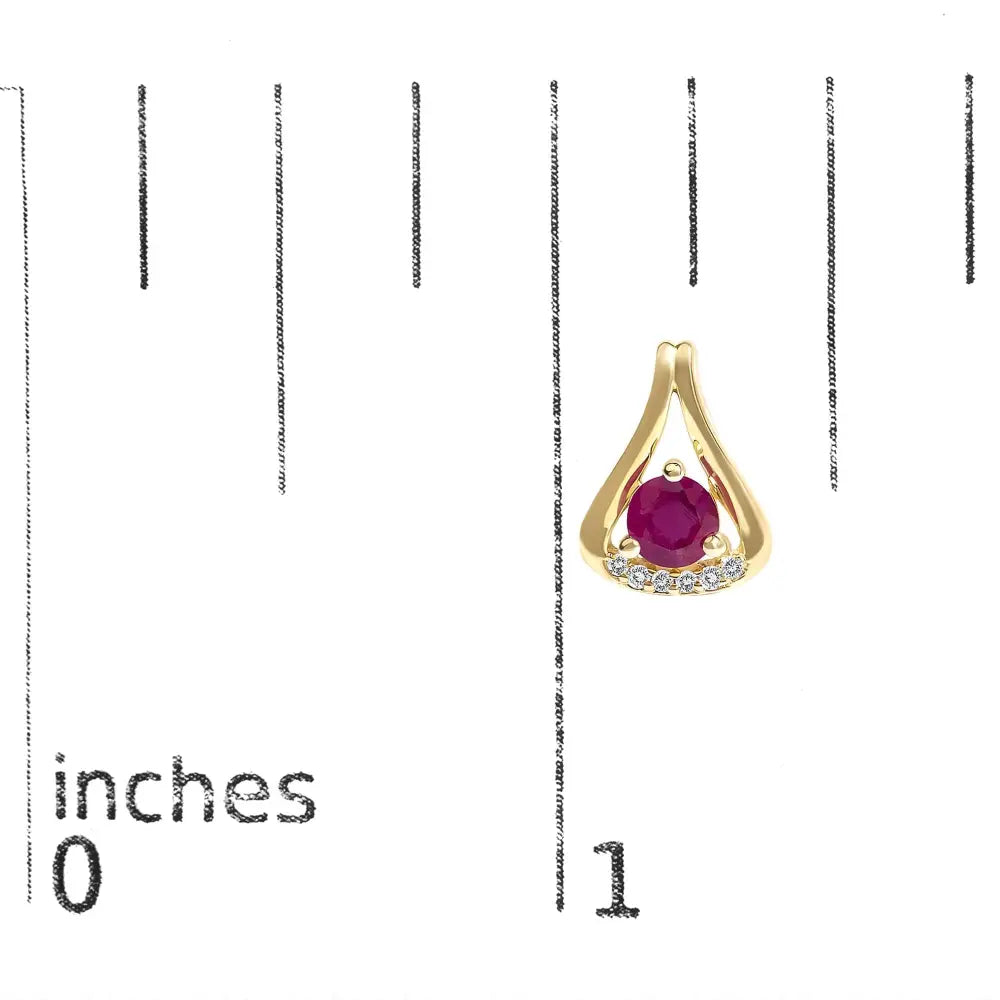 14k yellow gold red ruby and diamond teardrop stud earrings bijoux-nyc direct