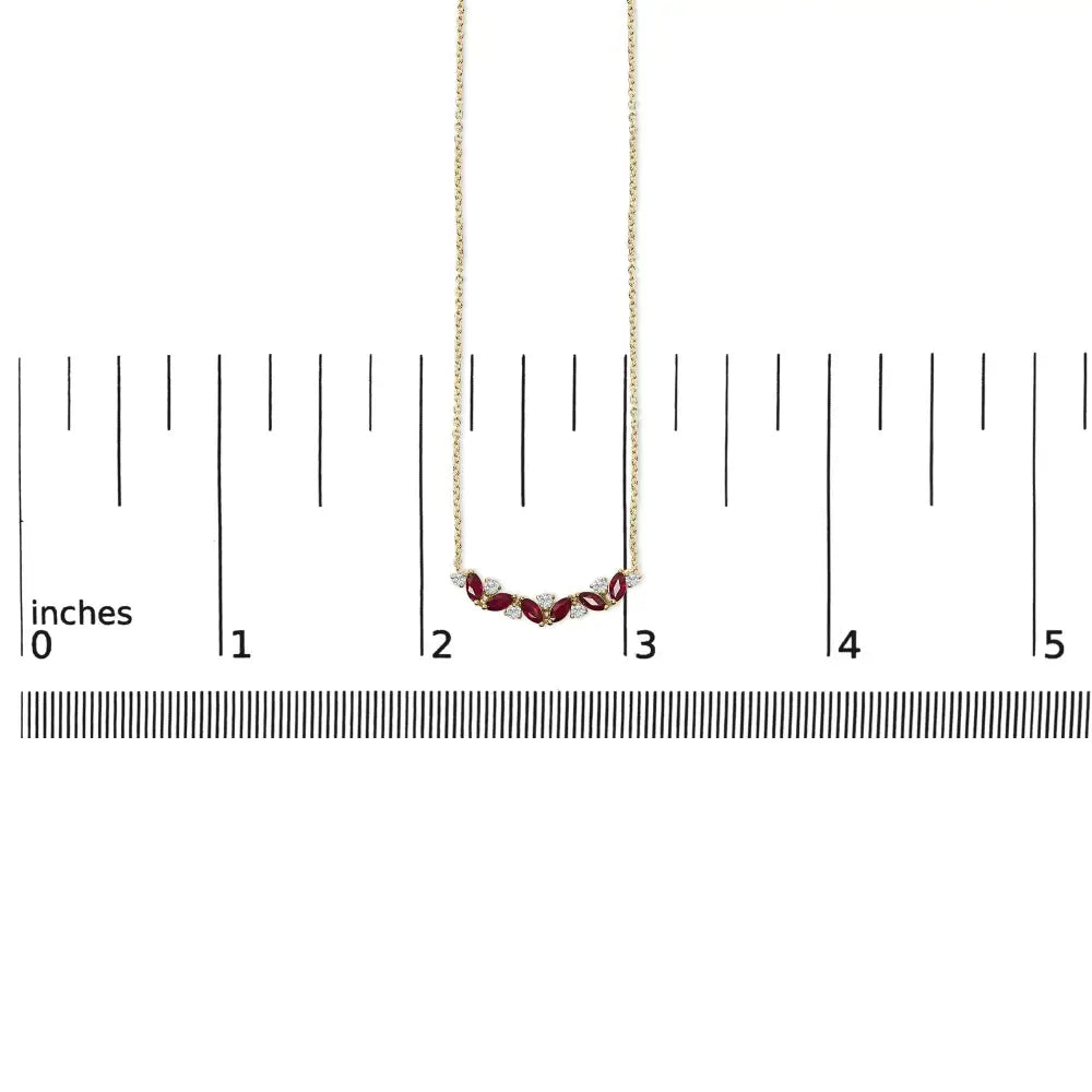 14k yellow gold marquise ruby and diamond trio bar necklace 18 inch bijoux-nyc direct