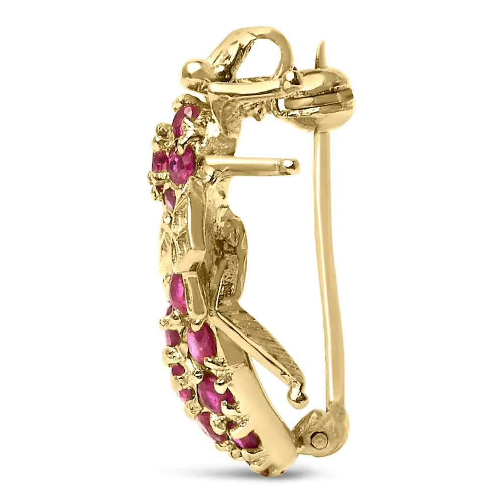 14k yellow gold bee brooch with natural red rubies bijoux-nyc direct