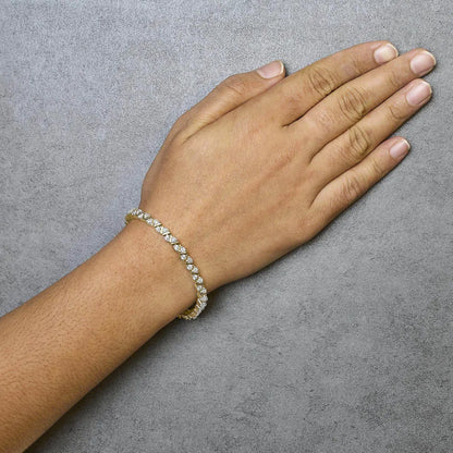 14K Yellow Gold Round-Cut Diamond Bracelet (4.00 cttw, H-I Color, I1-I2 Clarity) - Bijoux-NYC Direct