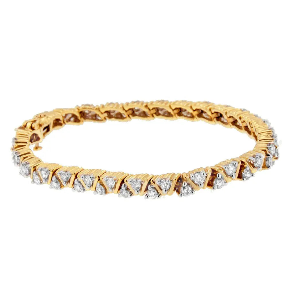 14K Yellow Gold Round-Cut Diamond Bracelet (4.00 cttw, H-I Color, I1-I2 Clarity) - Bijoux-NYC Direct