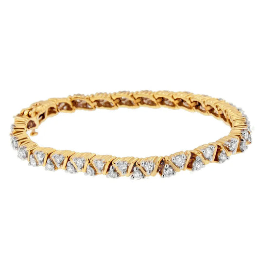 14K Yellow Gold Round-Cut Diamond Bracelet (4.00 cttw, H-I Color, I1-I2 Clarity) - Bijoux-NYC Direct