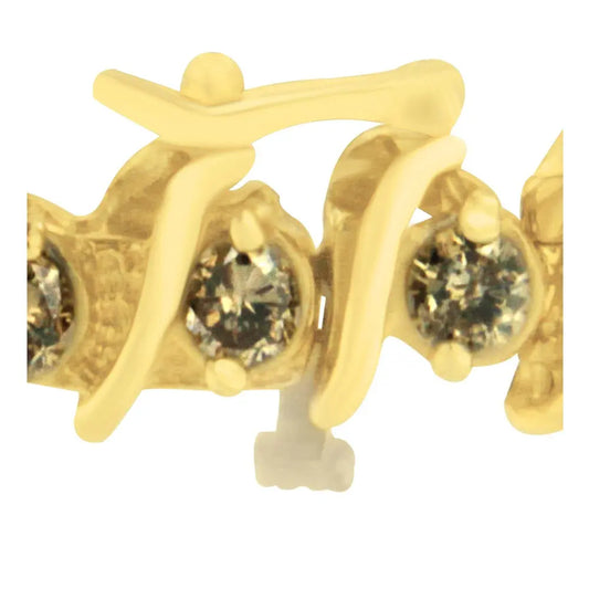 14K Yellow Gold Round-Cut Diamond 'S' Bracelet (6.00 cttw, Brown Color, I1-I2 Clarity) - Bijoux-NYC Direct