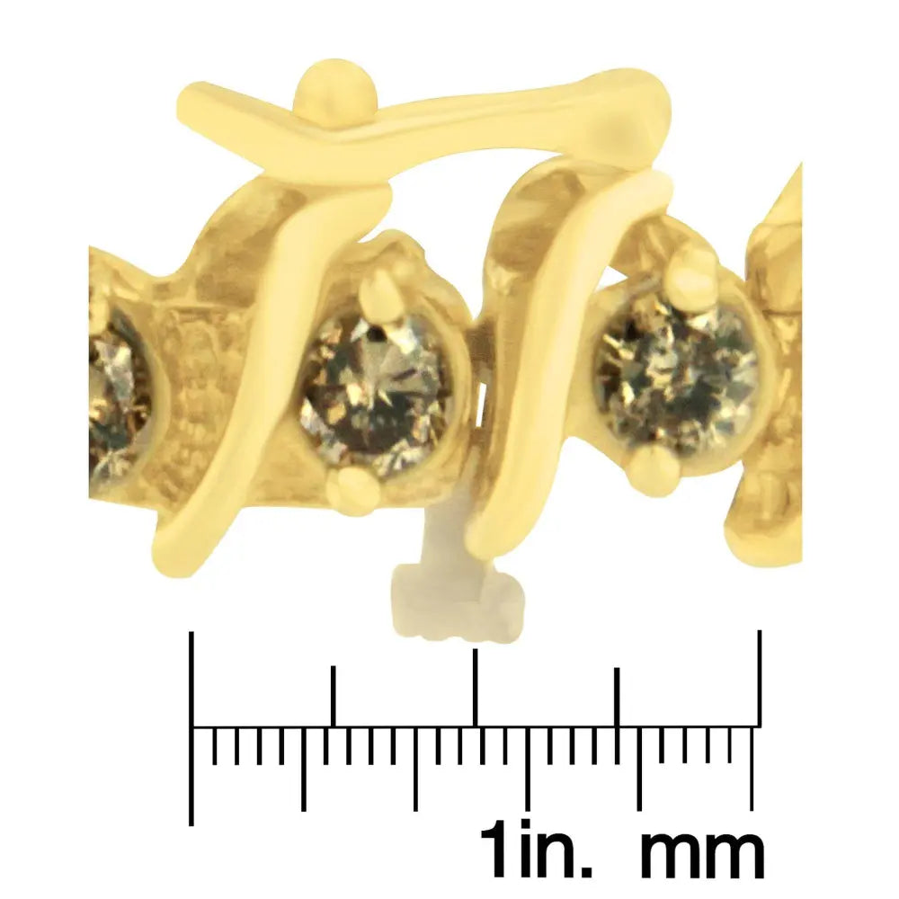 14K Yellow Gold Round-Cut Diamond 'S' Bracelet (6.00 cttw, Brown Color, I1-I2 Clarity) - Bijoux-NYC Direct