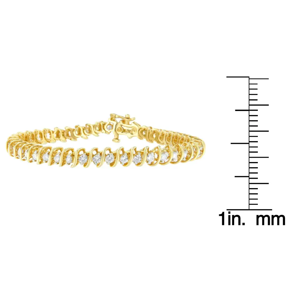 14K Yellow Gold Round Cut Diamond Spiral Link Bracelet (3.00 cttw, H-I Color, SI2-I1 Clarity) - Bijoux-NYC Direct