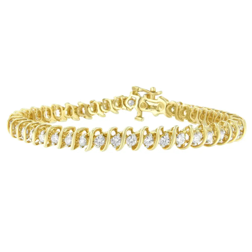 3.00ctw round diamond spiral link bracelet in 14k yellow gold bijoux-nyc direct